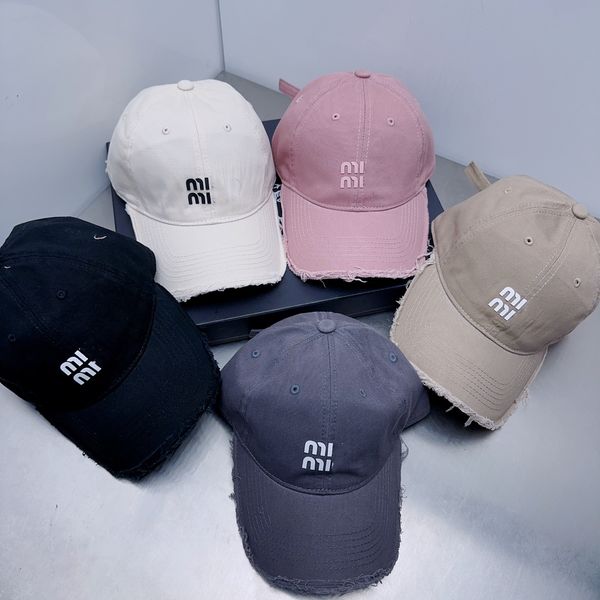 

New fashion hole broken burlap cap men and women with the same luxury fashion brand-name baseball cap solid colour letter printing men's ball cap women's sun hat, Pink