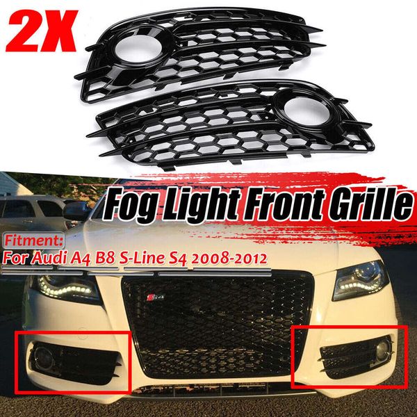 

New RS4 Style Front Bumper Lower Grille Light For Audi A4 B8 S-e S4 2009-2012 Fog Lamp Grill 8K0807681C01C 8K0807681C