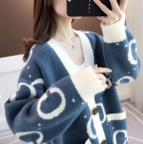 

Fashion Rainbow Designer knitted Sweaters new women's loose-fitting outer wear spring cardigan lazy style sweater jacket