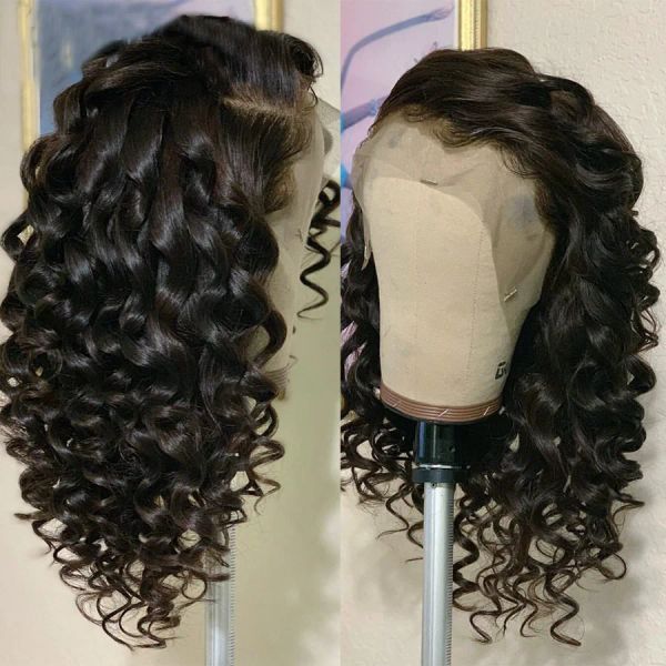

Transparent Frontal 13x4 Wig Loose Deep Wave Lace Front Human Hair Wigs for Women Pre Plucked Wavy Black Synthetic Lace Wig s, Ombre color