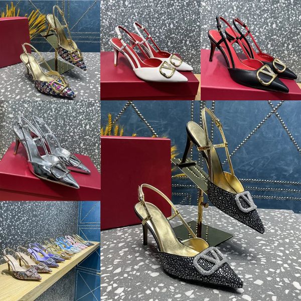 

Metal Buckle Sandals Slim Heels Womens Summer New Sexy PVC High Sensitivity Transparent Party Commuting Pointed Hollow Single Shoes 8cm Size 35-43+box, Army green