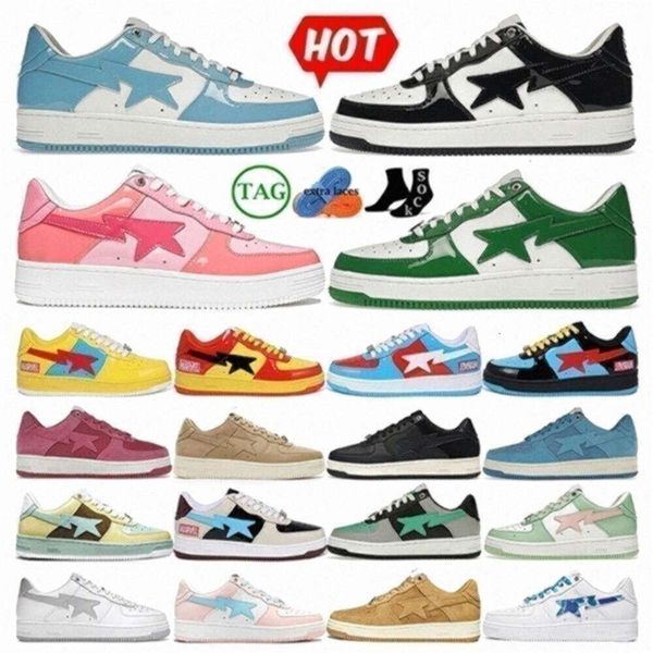 

2024 NEW Shoes Low for Shark Star Shoes Black White Patent Green Orange Blue Patent Leather Womens Sneakers, Red