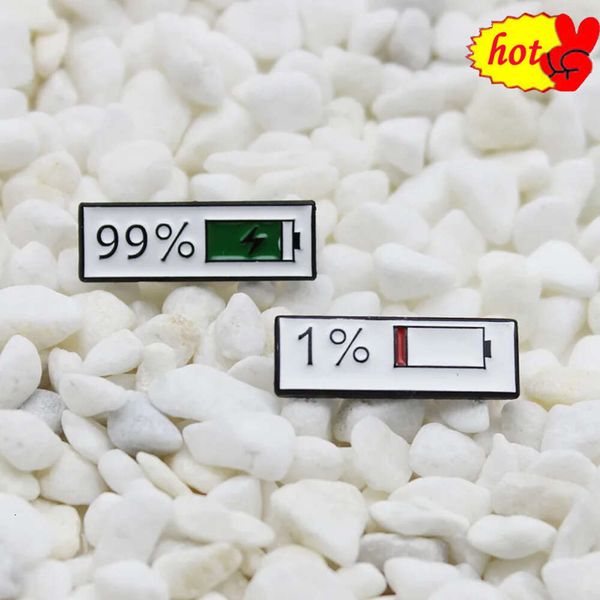 Hot Lapel Pins Mobile Phone Battery Display Metal Brooch Men Women Fashion Jewelry Gifts Clothes Backpack Hat Lapel Badges