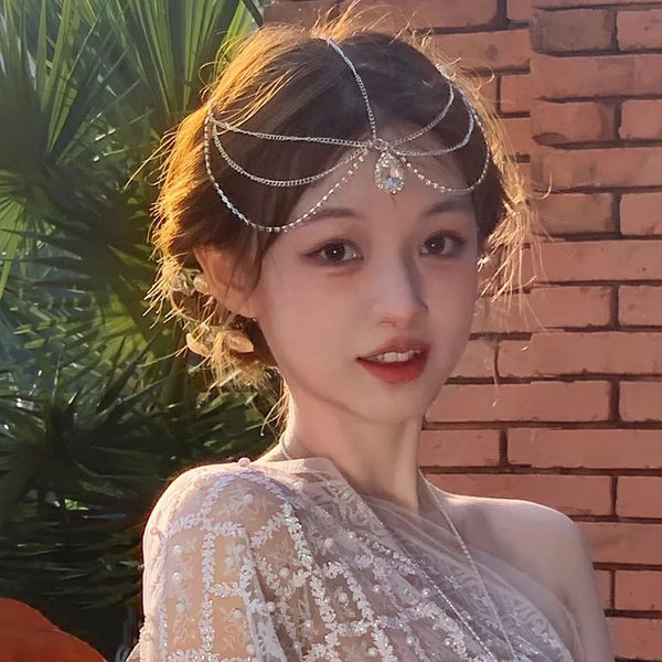 

pure Desire Crystal Eyebrow Center Pendant Elf Exotic Style Hair Accessories Ancient Fashionable Su Face Curtain Wedding Dress Forehead Chain Headwear Chain