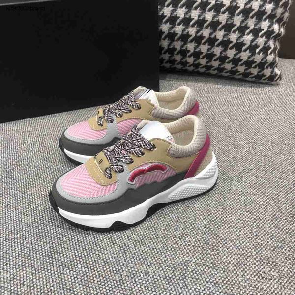 

New Kids Shoes Stereoscopic Baby Sneakers Size 26-35 Including Boxes Contrasting Leather Surface Girls Boys Shoe Jan10, Red