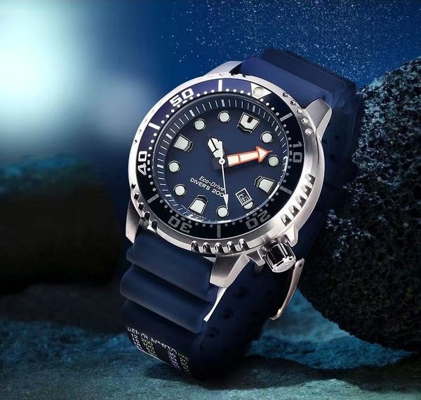 

New Original Luxury Brand Sports Diving Watch Silicone Luminous Men's Watch BN0150 Eco-drive Series Blue Dial Quartz Watch