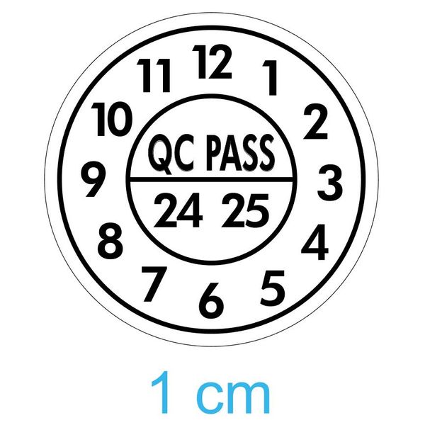 

1cm QC PASS Expire Date Sticker Brittle Paper Warranty Void Label Repair Guanantee Valid Year Month Tamper Evident Security Seal