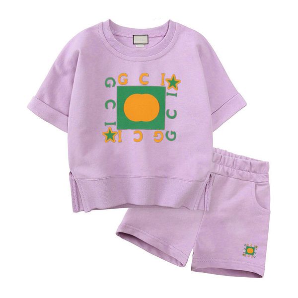 

Children Casual Clothes Designer Girls Boys Baby Clothing Sets Spring Kids Vacation Outfits summer T Shirt short pants 2pcs CSG2401117-8, Purple
