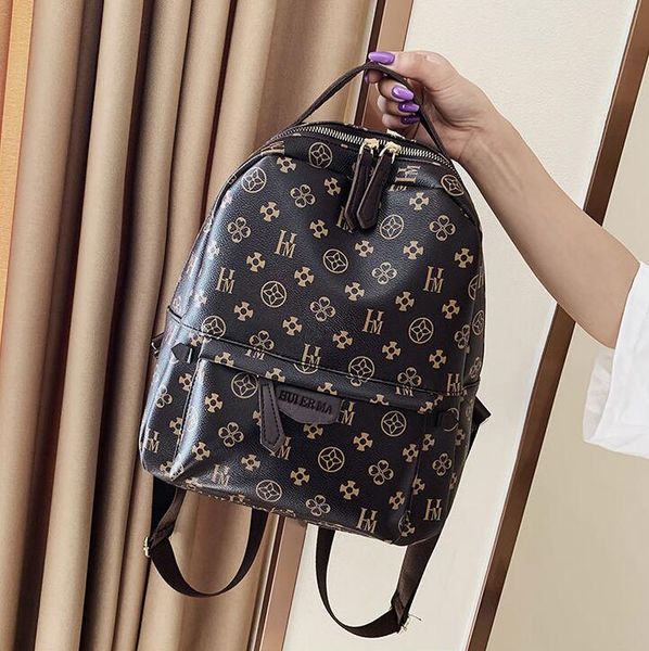 

Factory wholesale women shoulder bag 2 colors simple outdoor leisure travel backpacks retro printed handbag daily Joker letters fashion women's backpack 347#, Beige