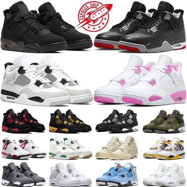 

Jumpman 4 Basketball Shoes Men Women 4s Bred Reimagined Black Cat Olive Military Black Red Cement Thunder Sail Pink Oreo Mens Trainers Sports Sneakers, #24