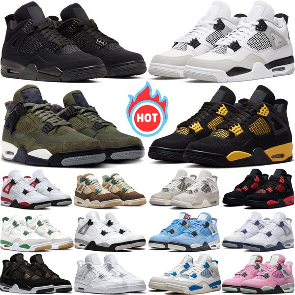 

Jumpman 4s 4 basketball shoes j4 military black cat Olive Infrared bred red Thunder Pure Money pine green sail UNC White Oreo sports mens womens trainers sneakers, 34