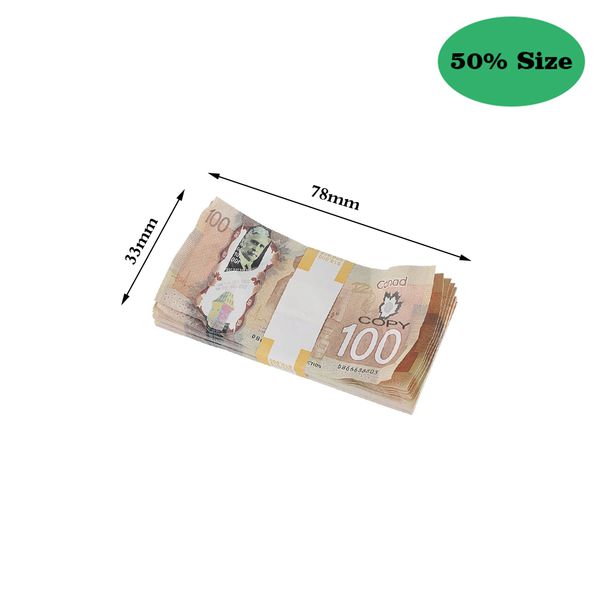 

50% Size Aged Prop Money Canadian Dollar Fake Copy Movie Money Cad Canadian 50s Training Banknotes Full Print Realistic For Tiktok Video Film