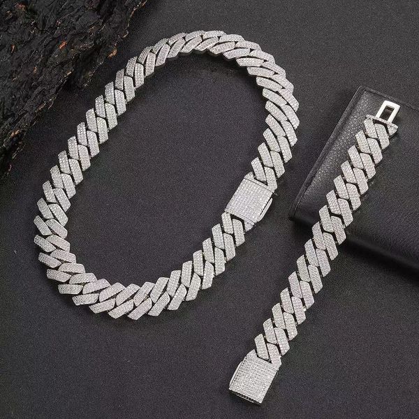 

Men's Hip Hop Cuban Chain Luxury Fashion Designer Necklace Bracelet Double Row Diamonds Free Shipping