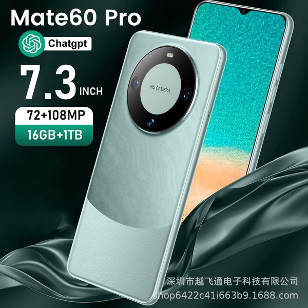 

2024 Hot New Mat60pro Cross-Border Mobile Phone 16 1T Large Memory Foreign Trade Smart Phone 7.3 Full HD Screen, Random