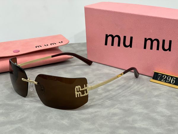 

Luxury miu Sunglasses Women's designer Rimless miumu Sunglasses Alphabet Glasses Sunshade Sunglasses Men's Sports sunglasses 7C5G