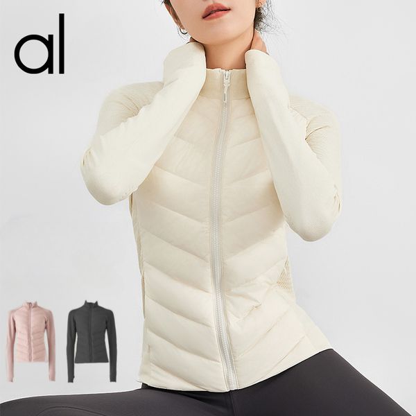 

AL New Yoga Jacket Down for It All Jacke High-end Women's White Goose Down Lightweight Jogger Sweahir Mock Neck Zipper Long-sleeve Winter Running Warm