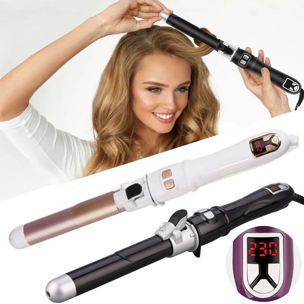 

Hair Curlers Automatic Tourmae Ceramic Rotating Roller Wavy Curl Magic Curg Wand Irons Fast Heating Styg Women 240115, Black