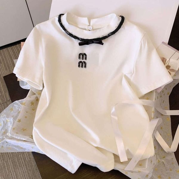 

Designer T Shirt Women Summer Trendy Short Sleeved Shirt Letter Diamond Graphic Tee Casual Slim Pullover T Shirts Top, White