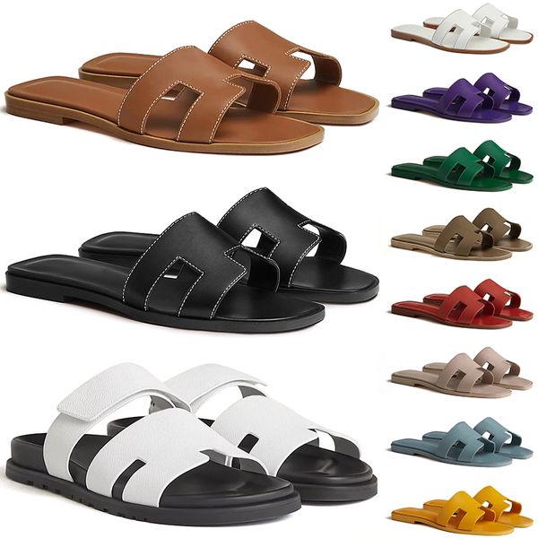 

2024 slippers designer slides for women sandals claquette sliders triple black white brown slipper leather patent slide ladies sandal womens outdoor shoes, Item#10