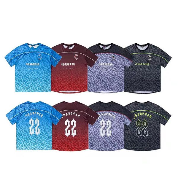 

Casual Men Sports Loose Breathable Tee 22 Letter Printed Mesh T-shirt Man Short Sleeve Trapstarrs Gradient Color, Purple