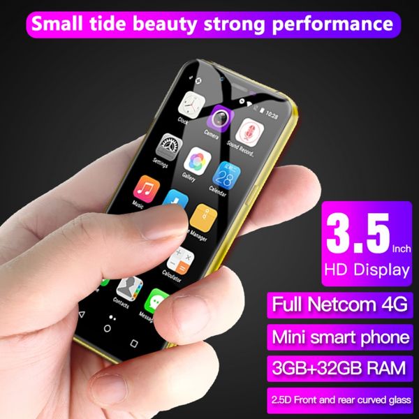 

DY Original X60 Mini 3.5 Inch Smart Cell Unlocked Face ID 4G LTE 3GB RAM 64GB ROM Android Smartphone Quad Core 1800mAh Dual SIM Cards Standby Small Mobile 6B phone, Blue