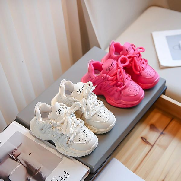 

Autumn Children Sneakers Pink Beige Platform Lace-up Spoty Kids Casual Shoes Running Non-slip Stylish 23-36 Boys Girls Shoe 240116