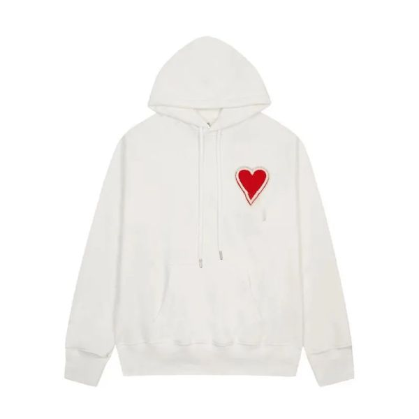 

Designer Mens heart motif hoodie Casual Jumper Sweater Pull Long Cotton Overshirt Pullover Couple Outfit Loose Fit Womens Size S-XL good, Ivory