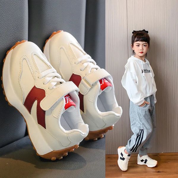 

Children's Shoes Girls and Boys Toddlers Sneakers Breathable PU Leather BABY Flats Tennis Shoe Pink/Black/GraySize 21~36 240116, White