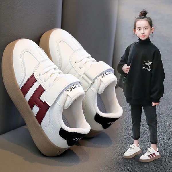 

Children's Shoes Girls and Boys Toddlers Sneakers Breathable PU Leather BABY Flats Tennis Shoe Red/Black/Size 26~36 240116, 3321-white black