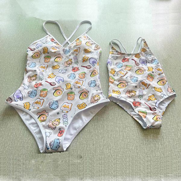 

classic girls Swimwear childrens Swimsuit New Cartoon Anime Animal Letter Printed Cute Swimwears Sg jumpsuit CSD2401162-6, White