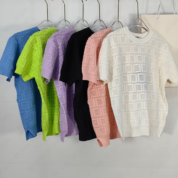 

Womens T-shirt Sweater Designer Letter Round Neck Pullover Knit Tshirt Spring Summer Looser Knitted Short Sleeveless Top SML di_girl Di_girl, Black