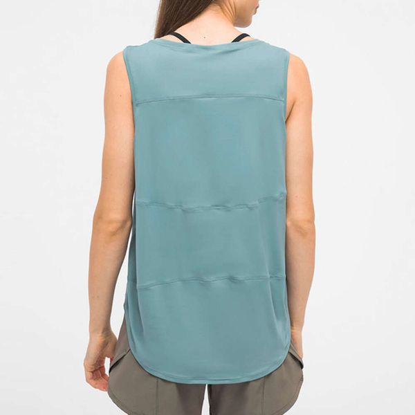 

LU-187 Sports Top Women Leisure Sleeveless Gym Vest Workout Breathable Loose Sexy Yoga Blouse Backless Fitness Tank Top Racerback without bra, Black