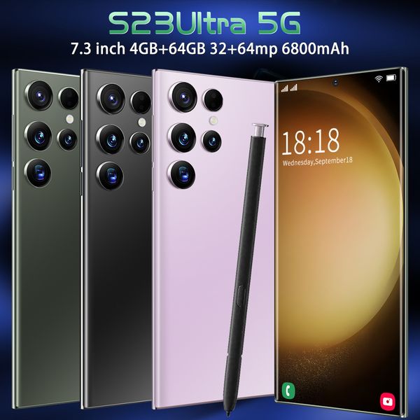 

S23Ultra 5G Android Smartphone Touch Color S23 7.3-inch HD screen Gravity sensor supports multiple languages, Black