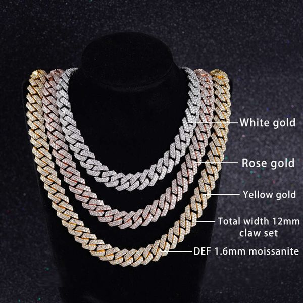 

Hip Pop Style Sier Moissanite Necklaces Link Chain Cuban For Men's