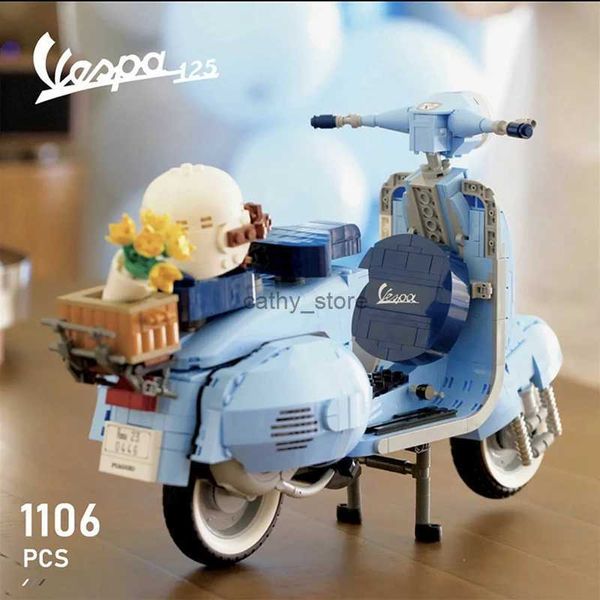 

Roman Blocks Holiday Vespa 125 MOC 10298 Famous Motorcycle City MOTO Assembled Building Blocks Bricks High-Tech Model Toys For Kids GifL240118