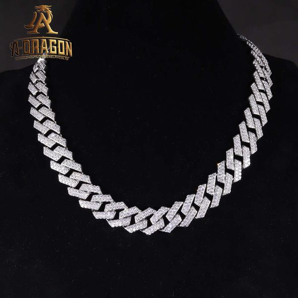 

10Mm Waterproof Iced Out Prong Set Moissanite Diamond 18 K Gold Plated Cuban Chain Necklace For Boys