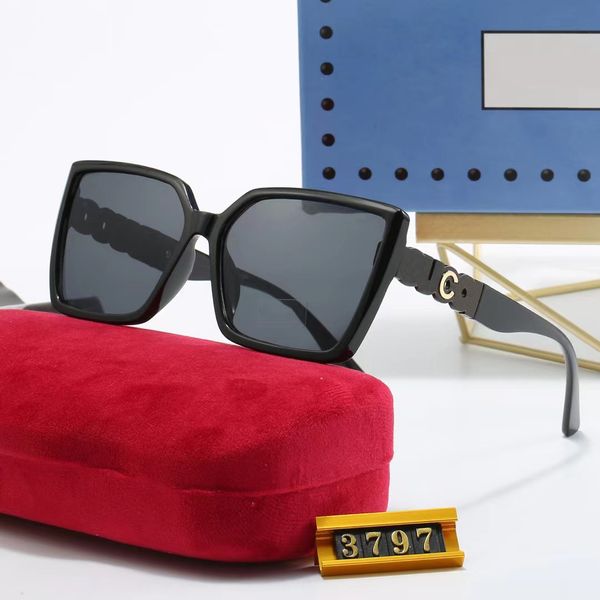

Designer Sunglasses For Women Summer Beach Polarized Glasses Full Frame Side Letter Luxury Adumbral UV400