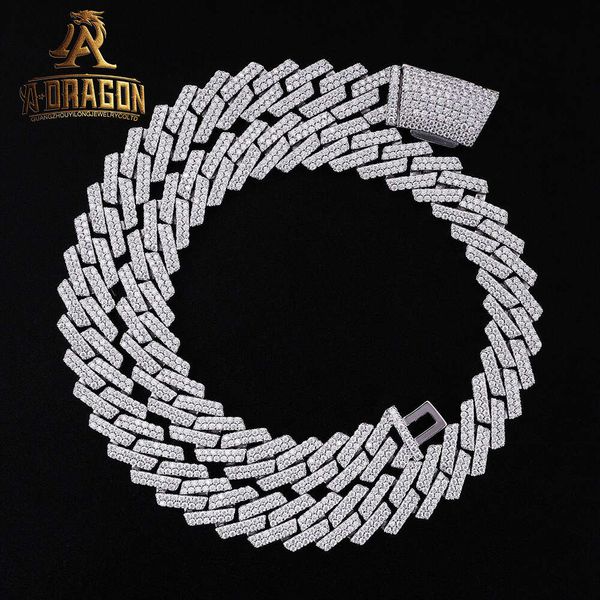 

Fine Jewelry 16Mm Vvs Past Diamond Tester Round Brilliant Cut Moissanite Sier Cuban Chain Necklace