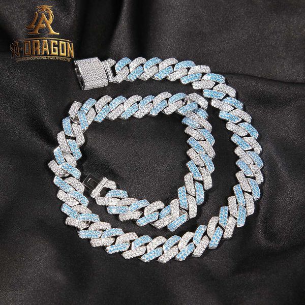 

12Mm Sier 14K Yellow Gold Plated Moissanite Diamond Cuban Link Chain