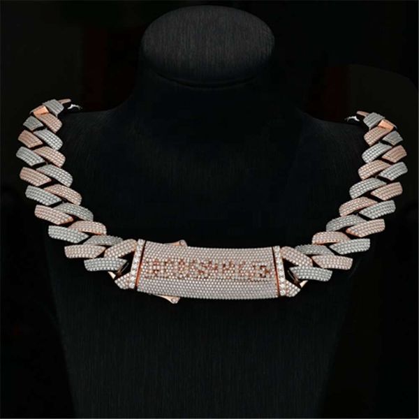 

S Hip Hop Jewelry Crazy Design Heavy 20Mm Iced Mens Miami Link Chain Cuban Baguette Moissanite Necklace