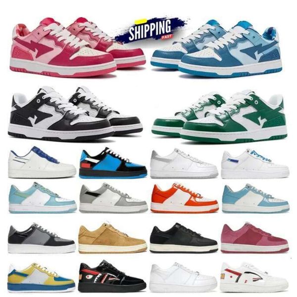 

SK8 Men Women Casual Shoes Designer Womens Sta Low Sneaker Court Nigo A Bathing Platform Shoe Mens Shark Black White Patent Grey Leather Green Women Trainers Sneaker, #25