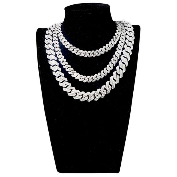 

SICGEM 22 Inches 15 MM Pure Sier Jewelry Sterling Hip Hop Diamond Iced Out Cuban Chain Necklace For Women