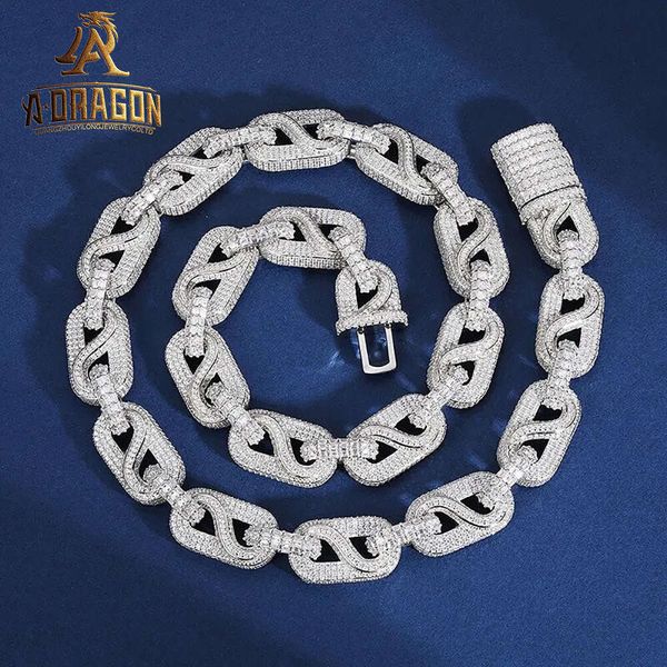 

Hip Hop Style 18Mm Vvs Moissanite Cuban Necklace Iced Out Round Brilliant Cut Gold Plated Sier Fine Chain Jewelry