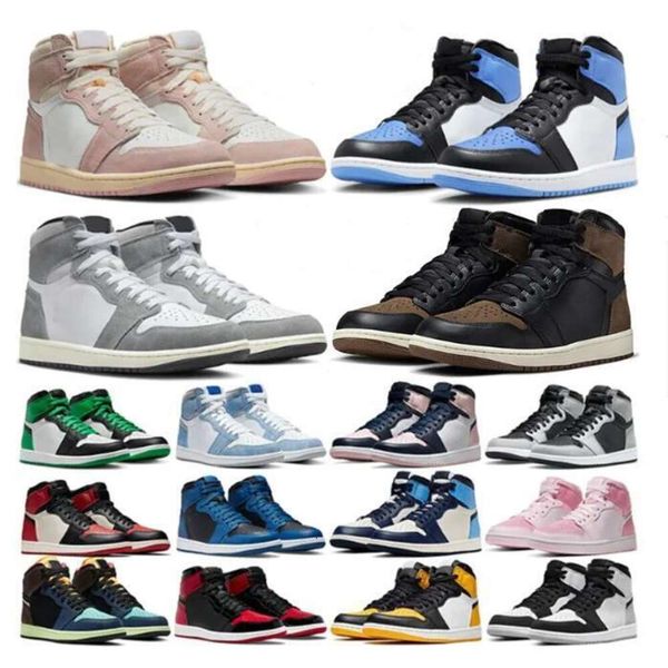 

Jumpman 1 Panda Black 1s Basketball Shoes Chicago Lost Found Gorge Green Stage Haze Diamond Dark Mocha OG Patent Bred University Blue Men Women Retro Sneaker, 27