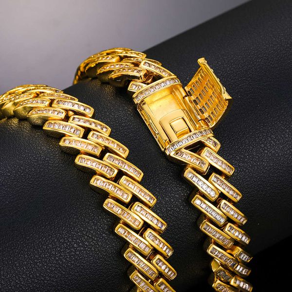 

Best Price Men Jewelry 13Mm Gold Plated Moissanite Sterling Sier Hip Hop Cuban Link Chain Necklace