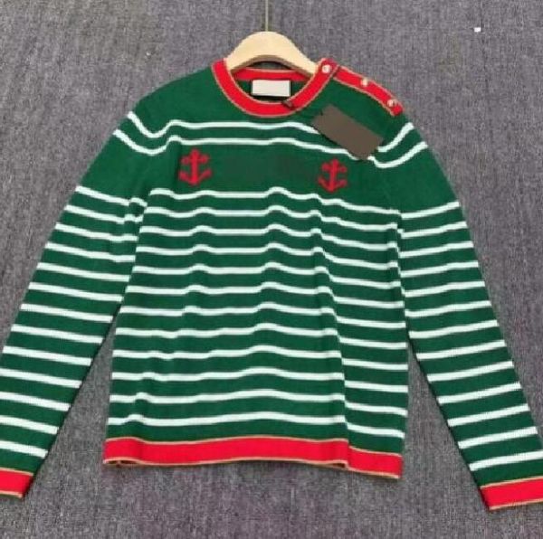 

2024 womens sweater designer Sweaters women round collar Pullover Sweater Autumn and winter new colorful stripe embroidery tiger Knitted Top loosesweater coat s, Green