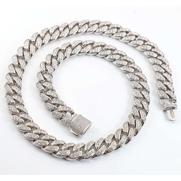 

Sterling Sier Single Rows Men Chain 10Mm Width Moissanite Cuban Link Chain Necklace