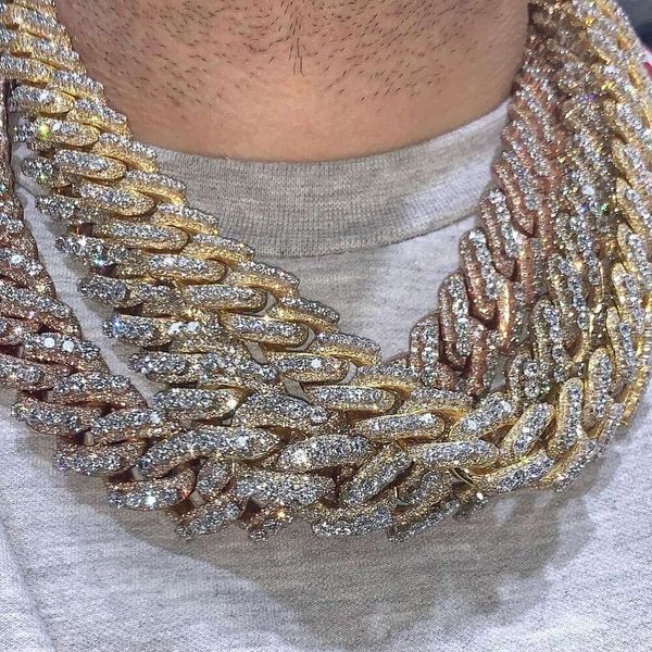 

16Mm Handmade Link Chain Pass Diamond Tester Sterling Sier VVS Moissanite Iced Out Cuban Necklace