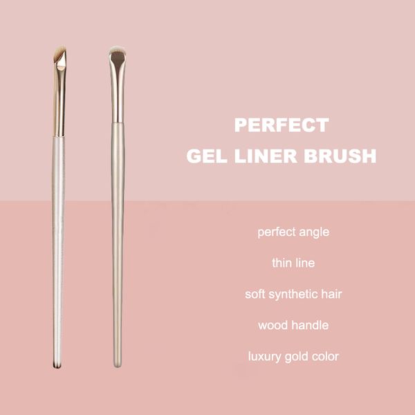

Round Angled Gel Eyeliner Brush Gold Makeup Tool with Wood Handle Soft Synthetic Hair Perfect Lash Liner Definer
