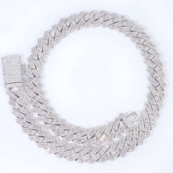 

High End 14Mm Necklace And Bracelet Baguette Moissanite S Cuban Link Chain